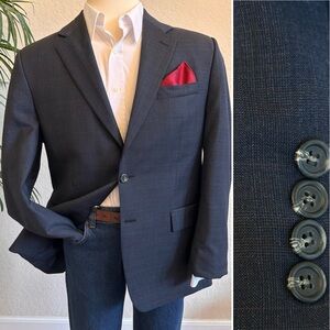 RALPH LAUREN MENS BLAZER SIZE 42 SPORT COAT GRAY/BLUE SUIT JACKET PLAID
